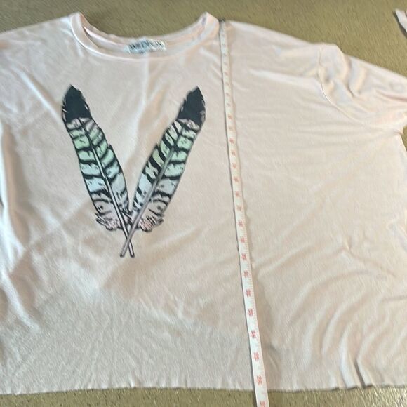 Wildfox Oversized Feather Print Boho Long Sleeve Shirt sz M - Picture 8 of 12